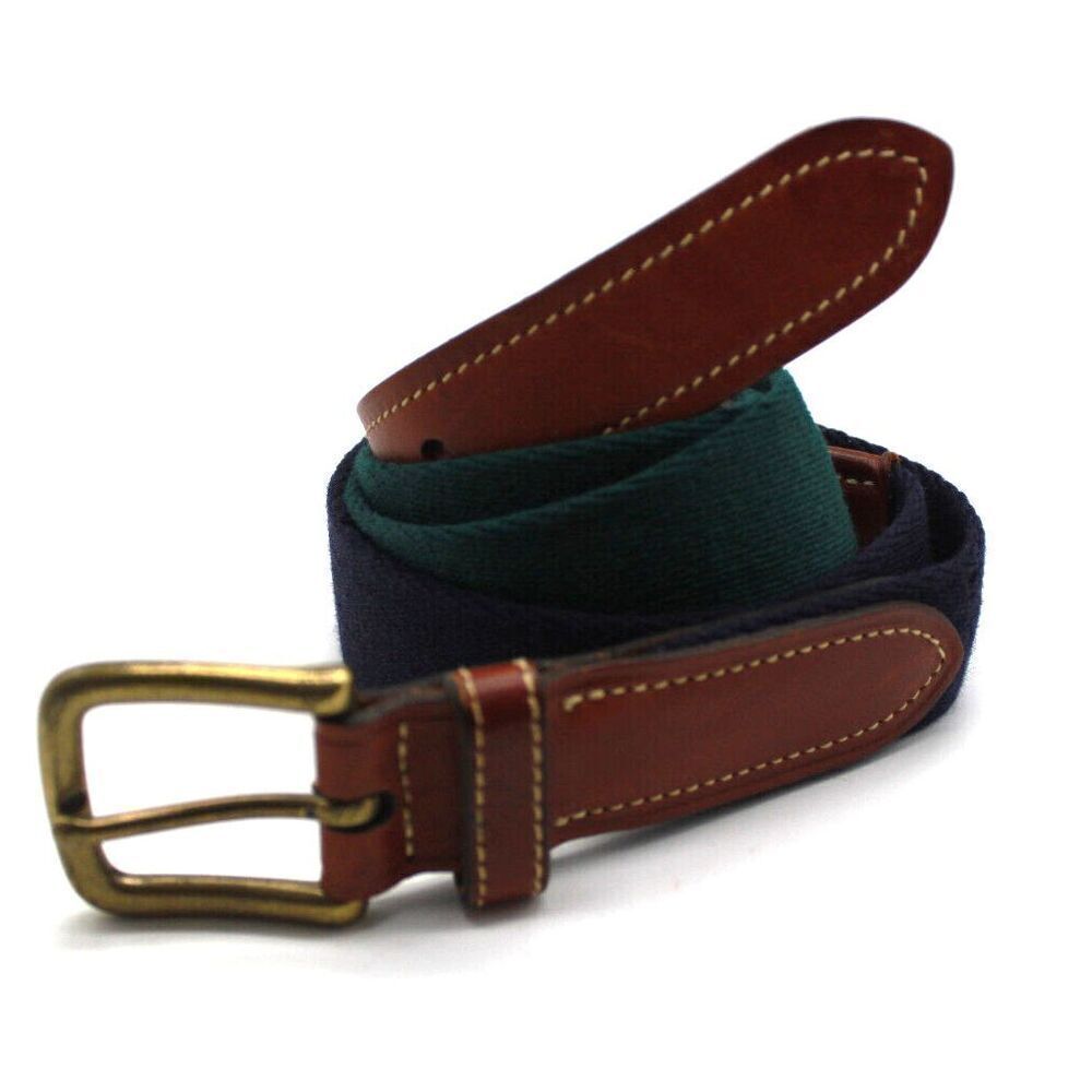 VTG Tommy Hilfiger Men Colorblock Belt Blue Green‎ Brown Leather Genuine Size 40